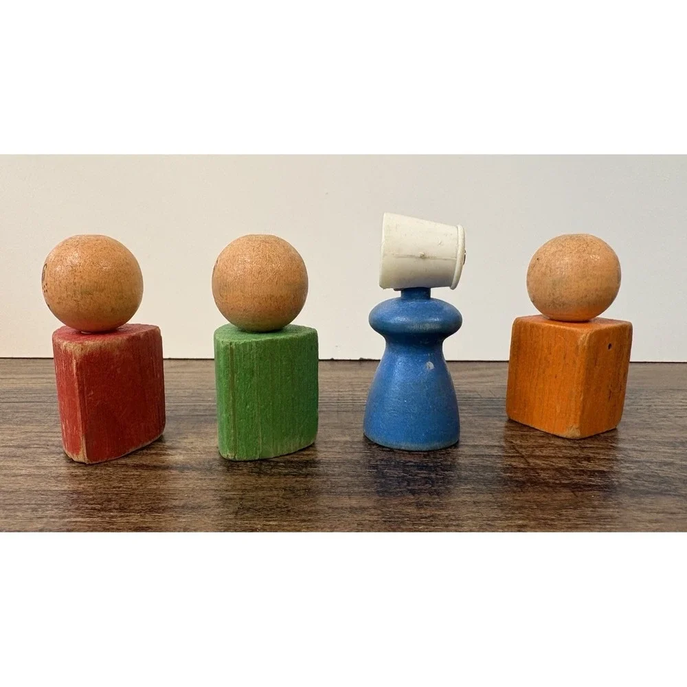 Vtg Playskool Old Woman Who Lived in a Shoe Figure Lot Blue Orange Red Blue
